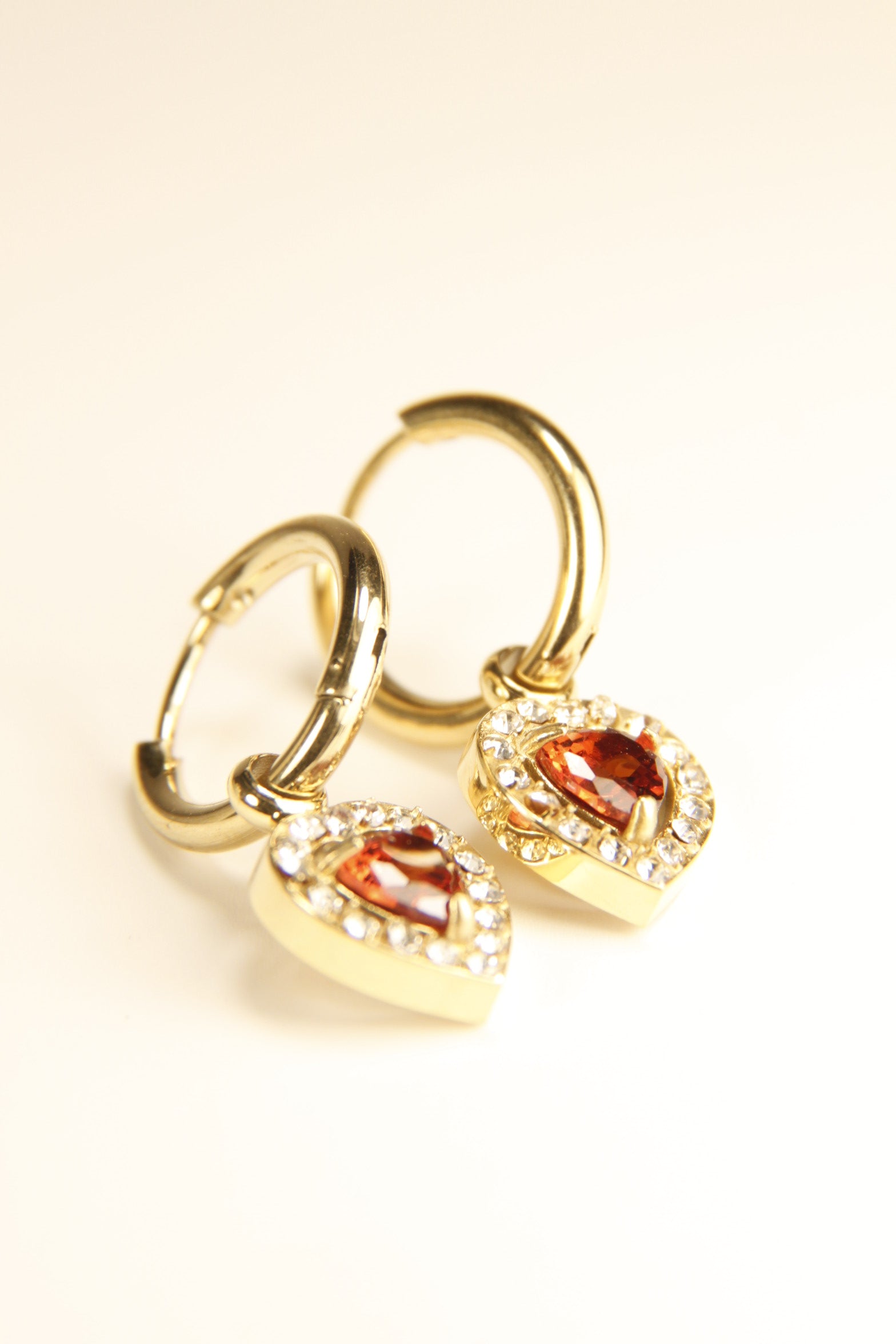 Sparkling Heart Charm Hoop Earrings | Romantic Gift Huggies