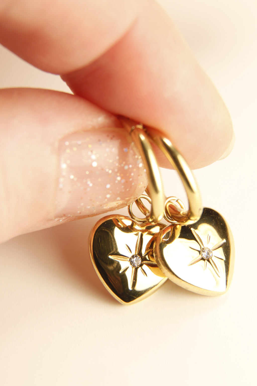 Starry Heart Charm Hoop Earrings | Holiday Sparkle Edition