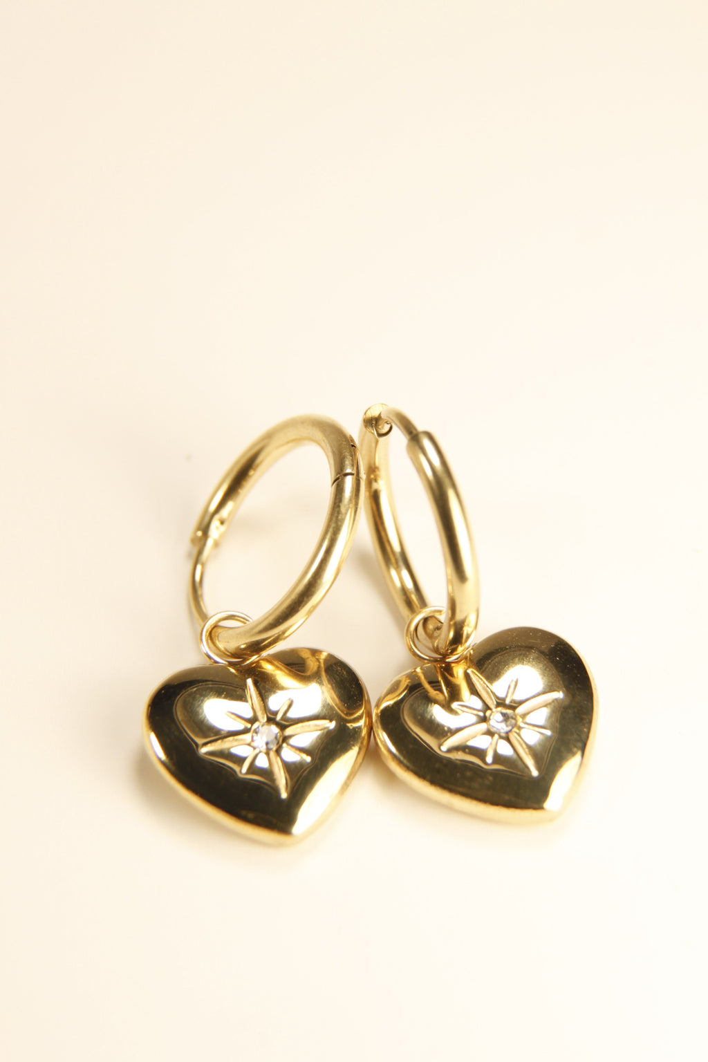 Starry Heart Charm Hoop Earrings | Holiday Sparkle Edition