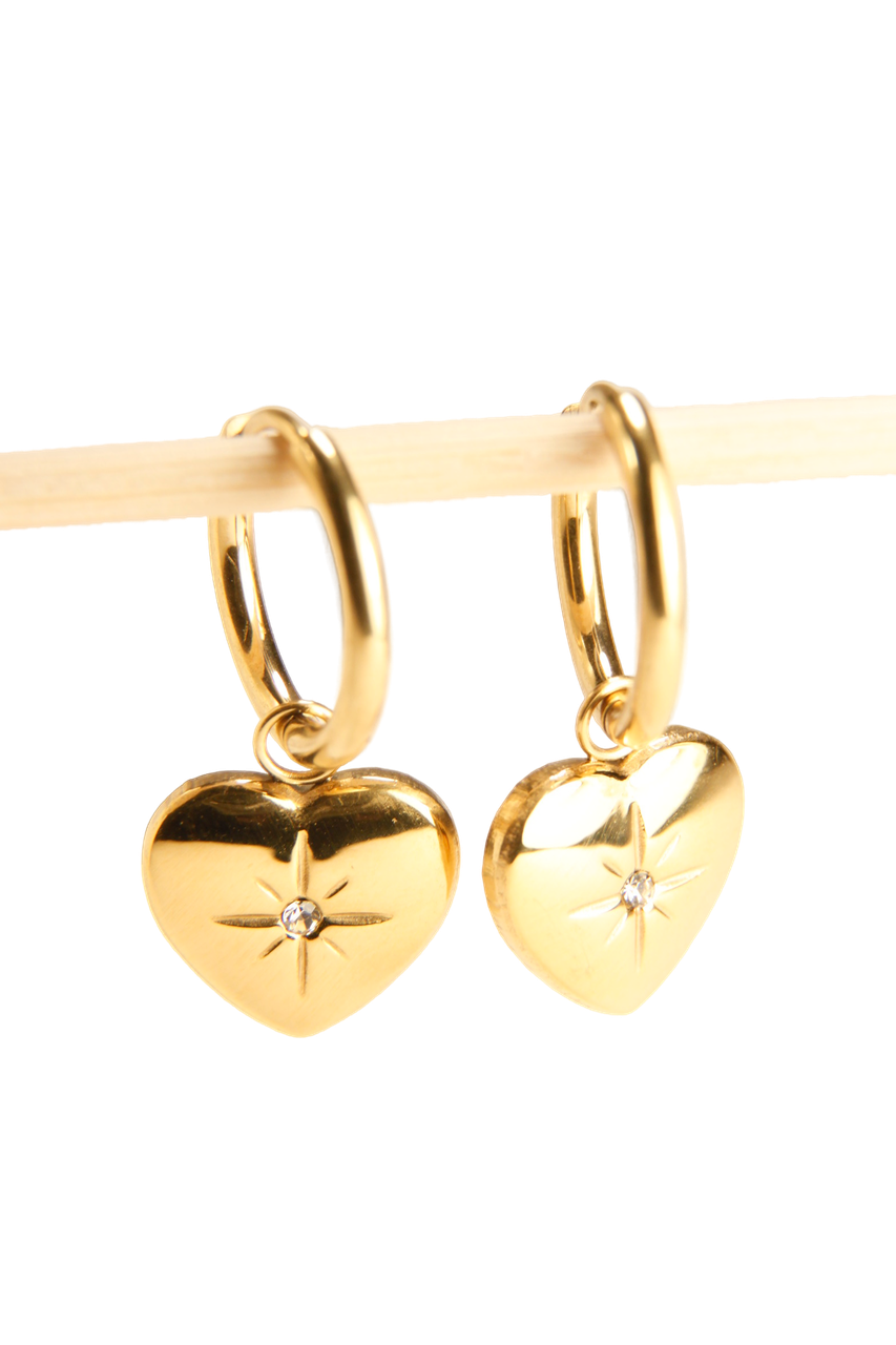 Starry Heart Charm Hoop Earrings | Holiday Sparkle Edition